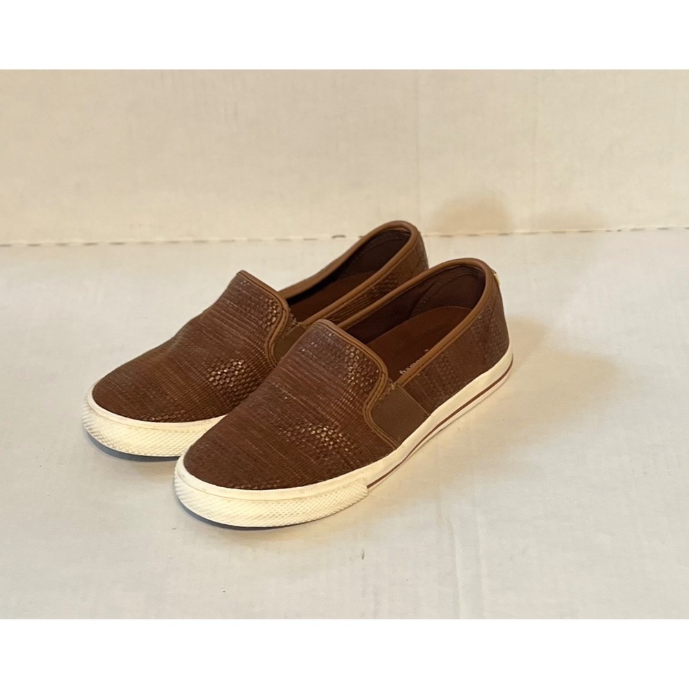 Lauren Ralph Lauren Jinny Brown Woven Slip On Sneakers Shoes Women Size 5.5